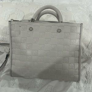 Steve Madden Bjeanne Beige Textured Medium Handbag Satchel Purse
